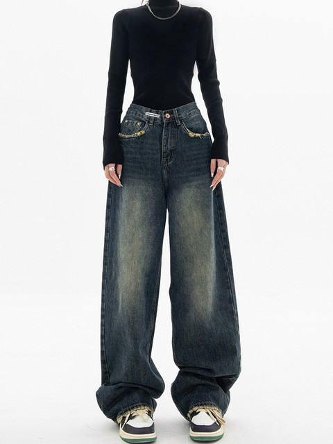 MATTA-Jeans de cintura alta feminina, Harajuku, Vintage, Estilo BF,  Streetwear, Perna larga, Calças jeans, Todos os jogos, Solto, Moda -  AliExpress
